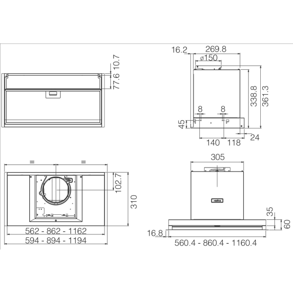 ELICA BOXIN LX/BL MAT/A/90